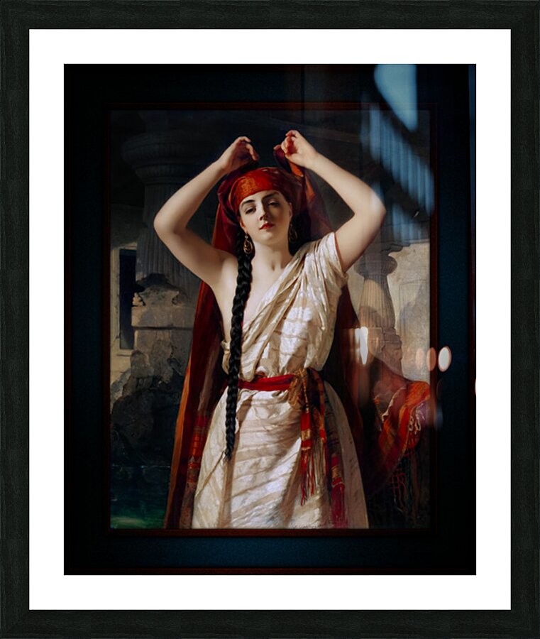An Egyptian Girl Preparing For The Bath by Henry Guillaume Schlesinger Remastered Xzendor7 Classical Fine Art Old Masters Reproductions Picture Frame print