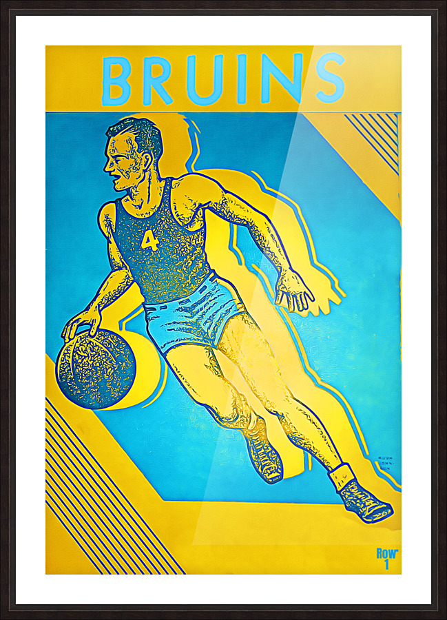 Vintage UCLA Bruins Basketball College Remix Art Picture Frame print
