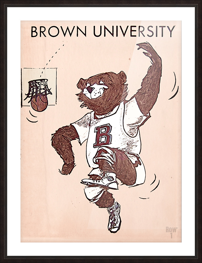 Vintage Brown Bear Basketball Cartoon Art Picture Frame print
