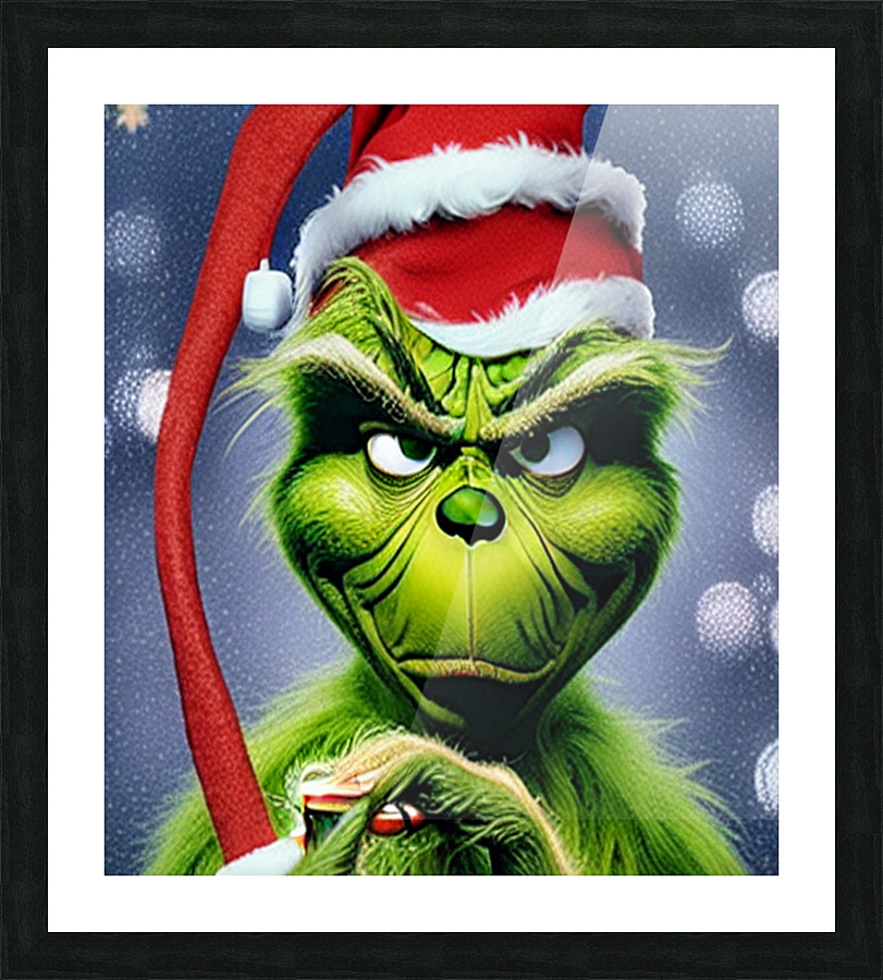 The Grinch Drinking Coffee Picture Frame print