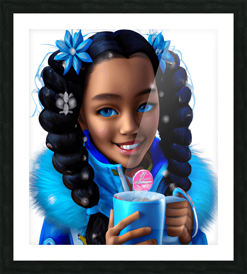 Melanin Girl In A Blue Snowsuit Picture Frame print
