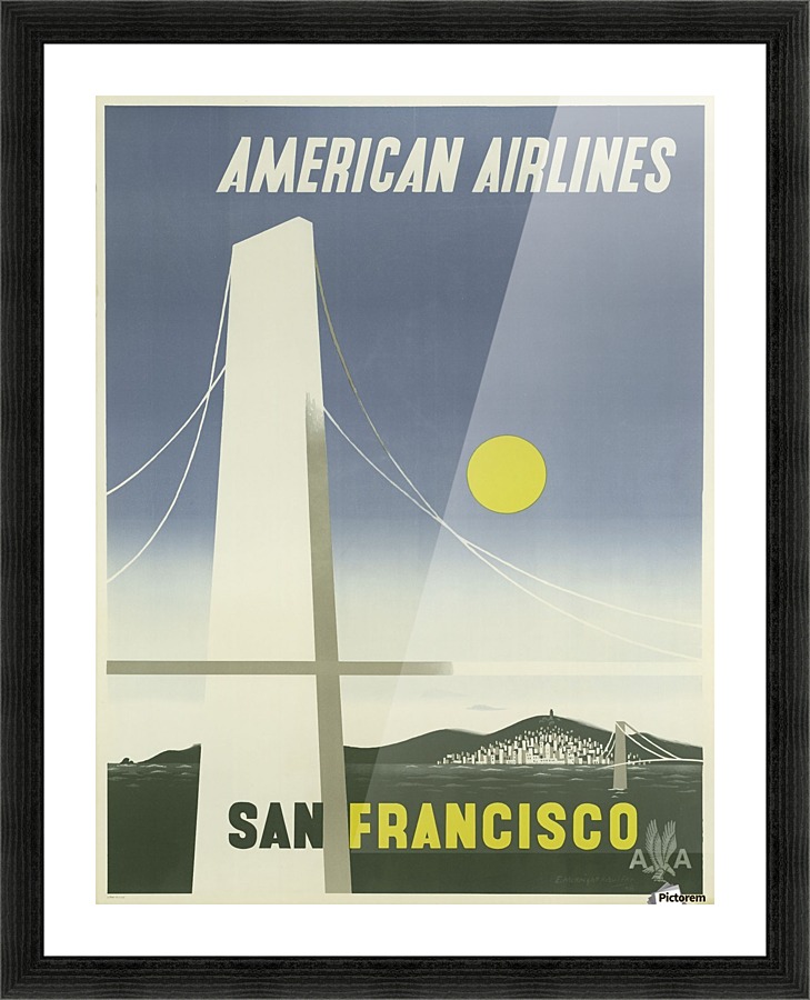 American Airlines To San Francisco vintage travel poster  Framed Print Print