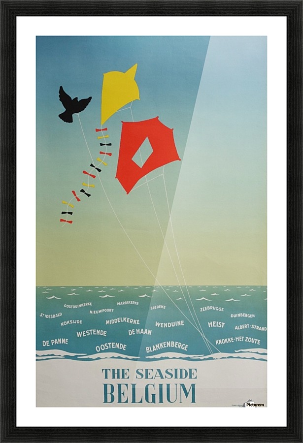1950 Belgium seaside original travel vintage poster  Framed Print Print