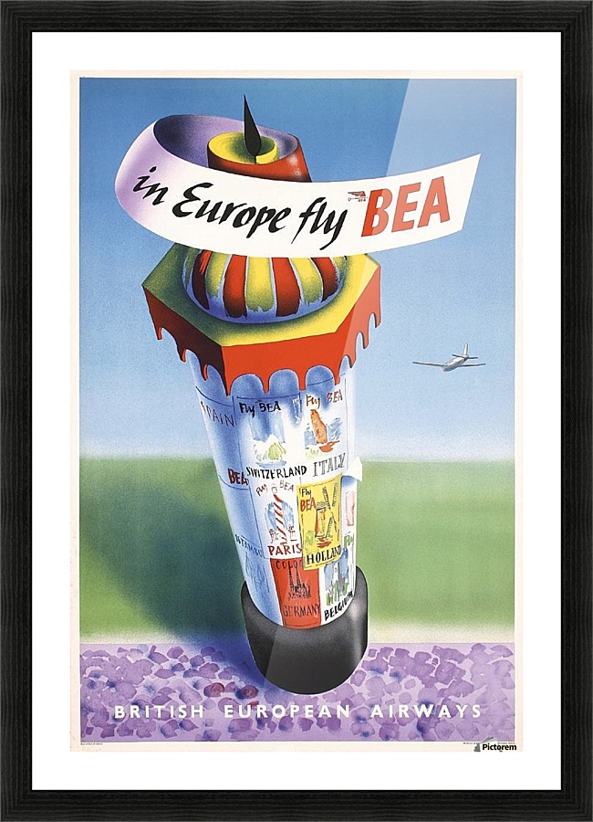 BEA vintage airline poster Europe 1948 Picture Frame print