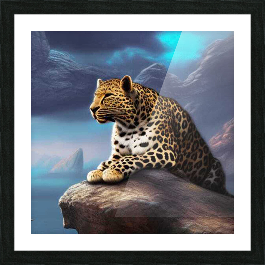 Leopard on the rocks.  Picture Frame print