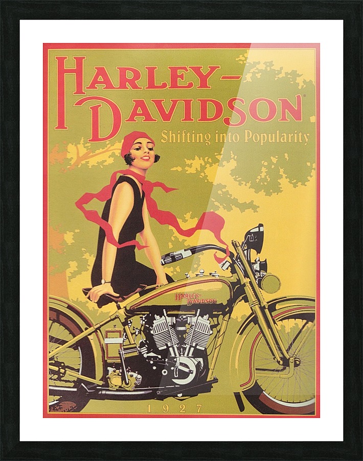 1929 Harley Davidson Shifting into Popularity Picture Frame print
