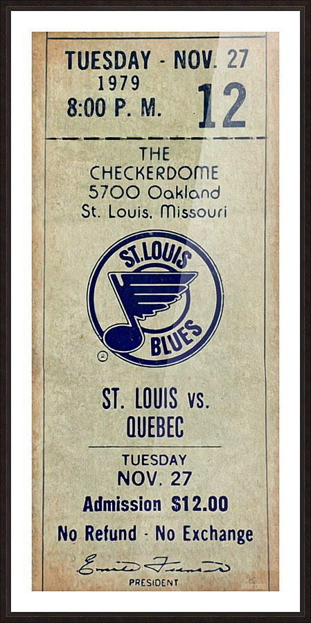 1979 St. Louis Blues Hockey Ticket Stub Art Picture Frame print