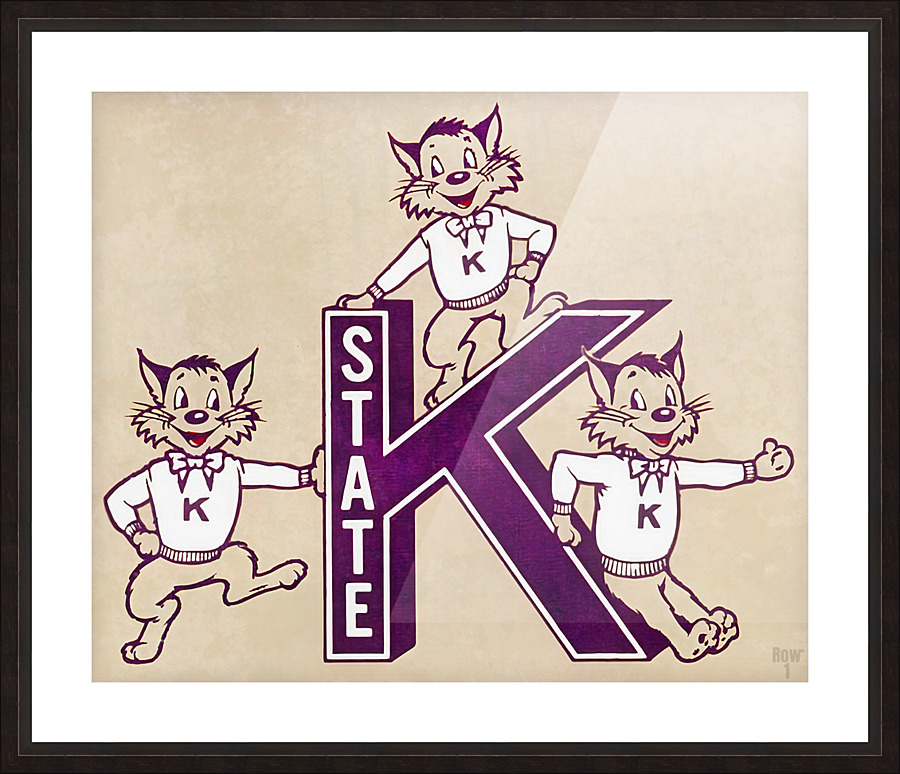 Vintage Kansas State Three Wildcat Cartoon Art Picture Frame print