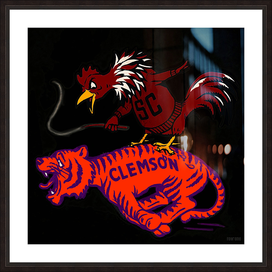 South Carolina Gamecock Whipping Clemson Tiger Cartoon Picture Frame print