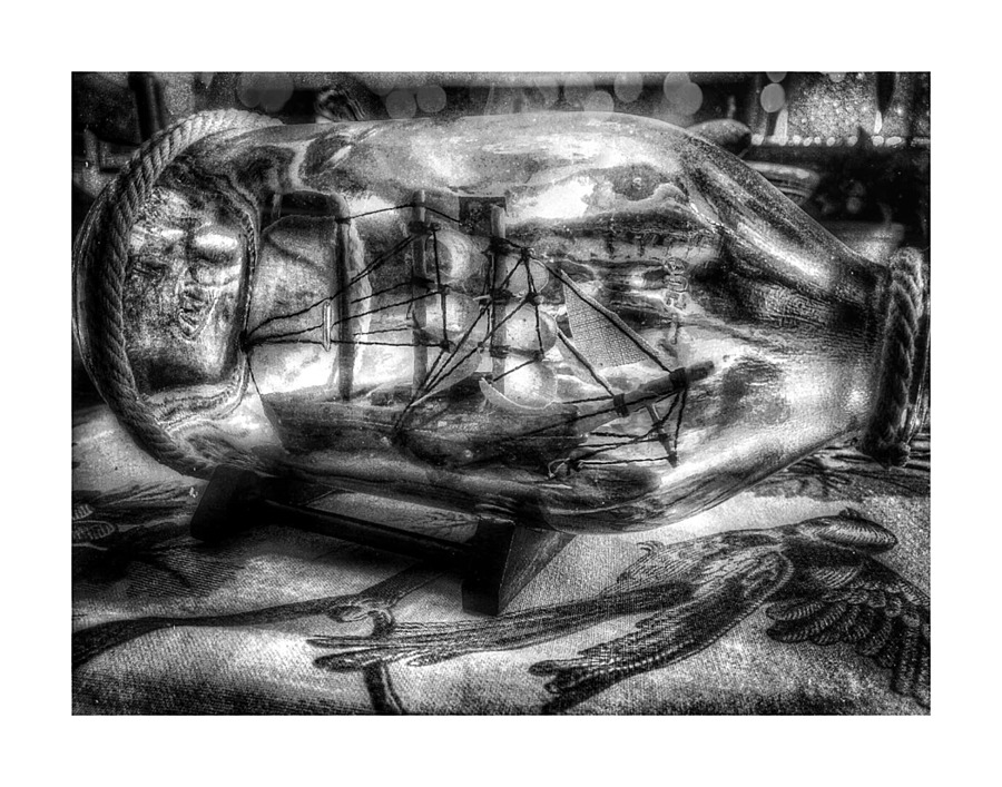 Ship in a Bottle  B&W Picture Frame print