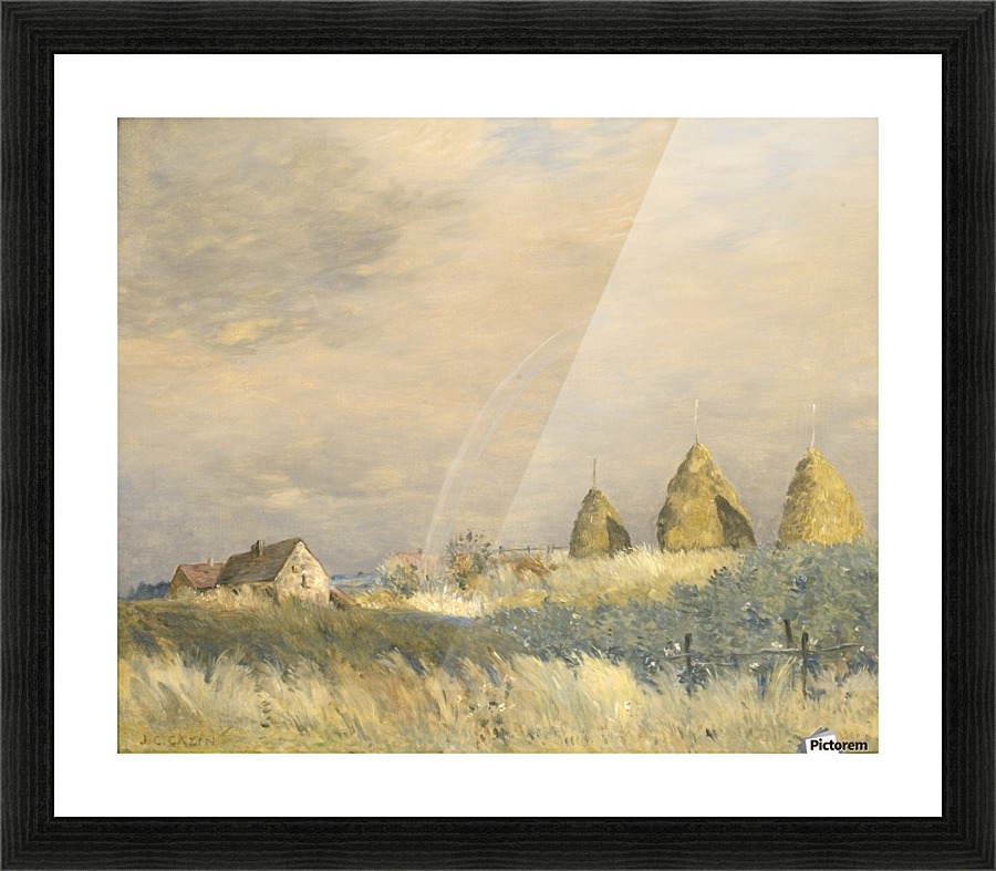 Rainbow and haystacks Picture Frame print