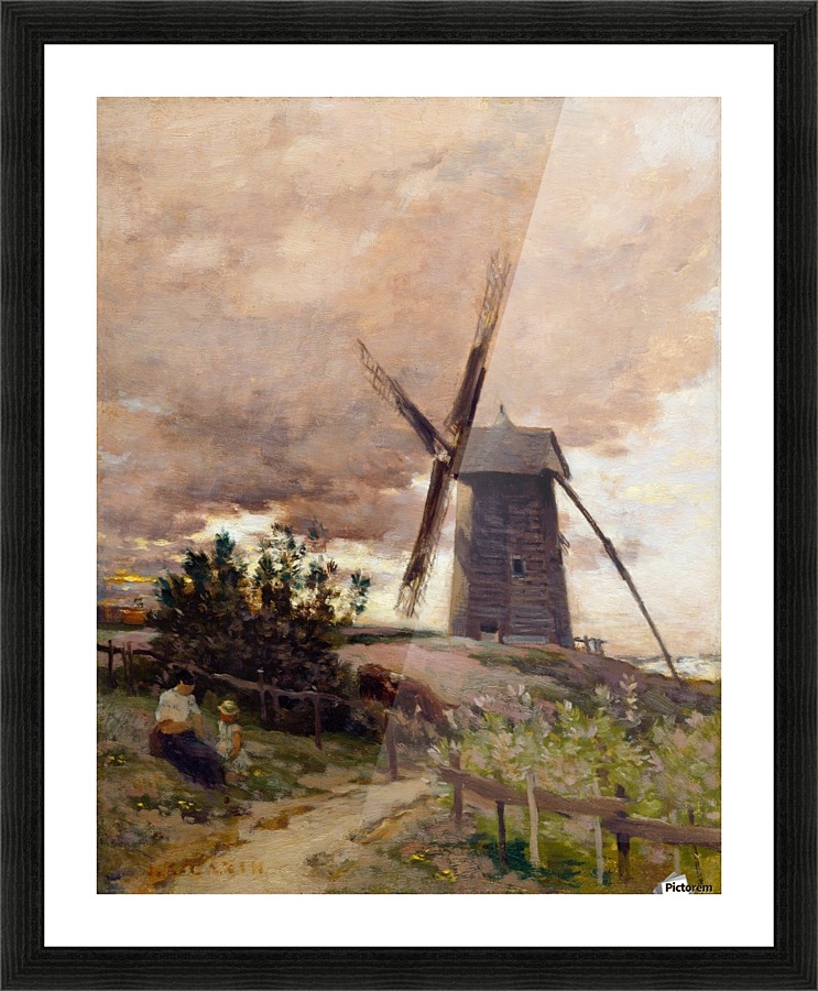 Windmill in the wind Picture Frame print