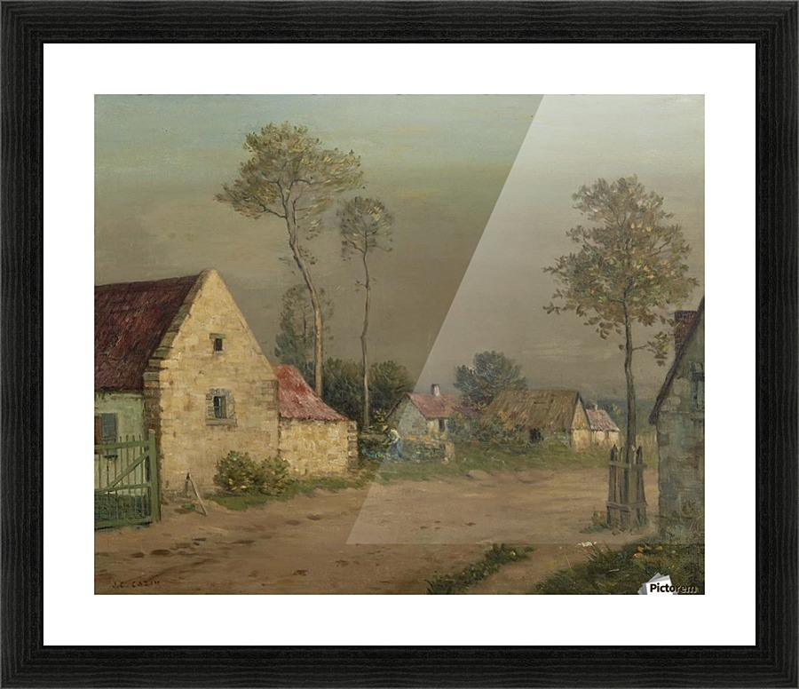 Country houses and a road Picture Frame print
