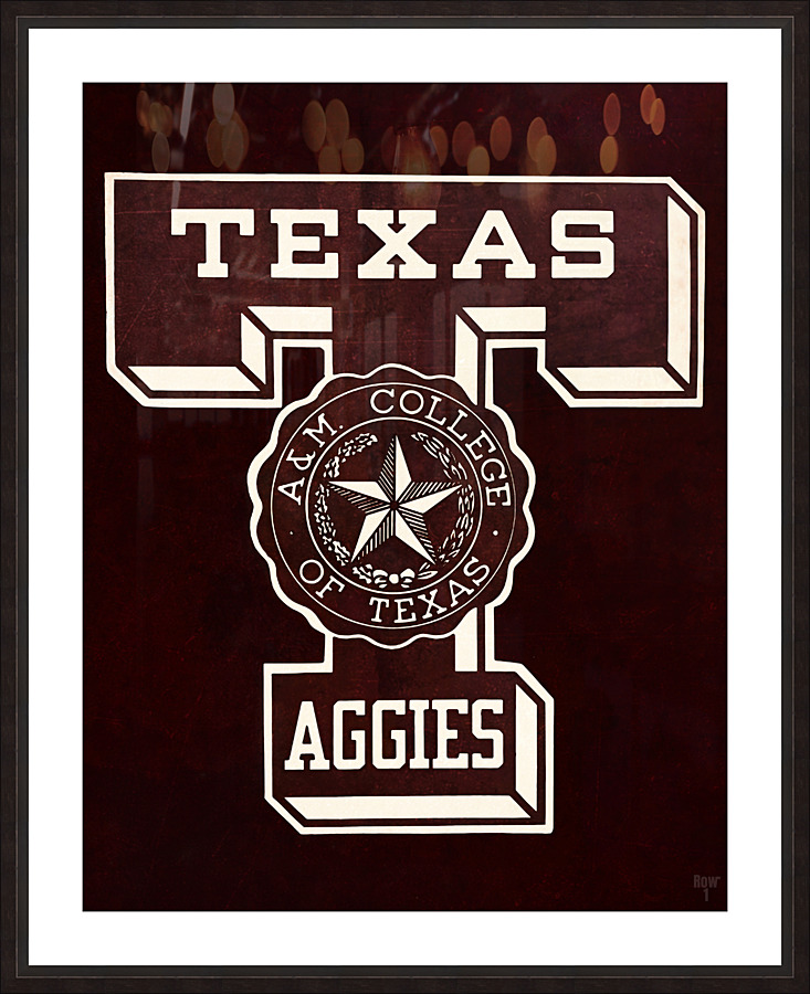 Vintage Texas Aggies Block T Logo Art Picture Frame print