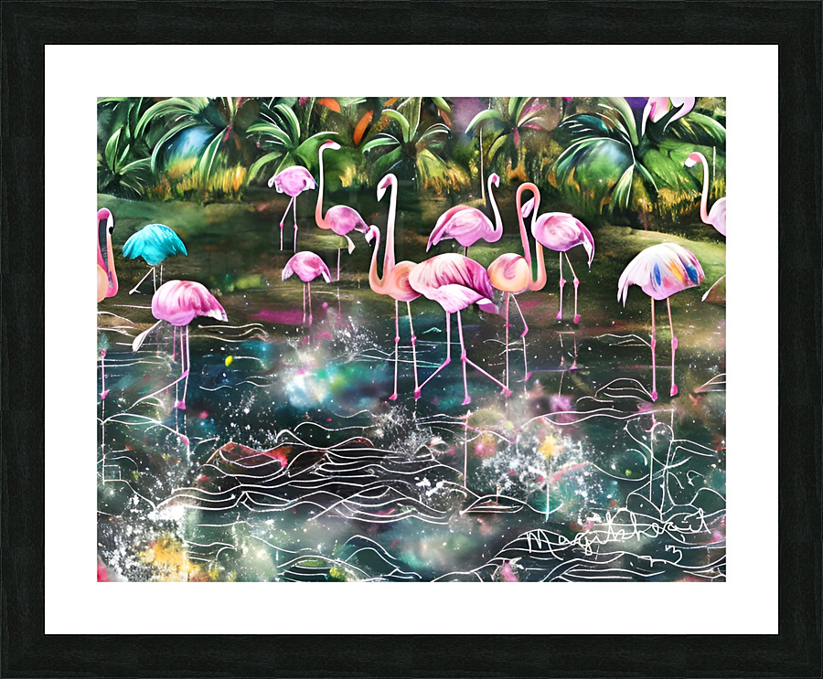 Animal Kingdom Flamingo Gathering Picture Frame print