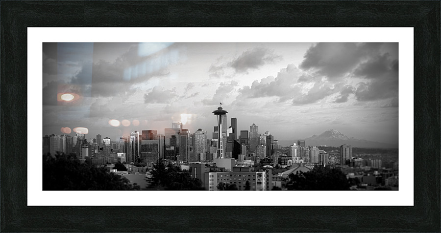 Seattle Skyline I - Black and White Picture Frame print