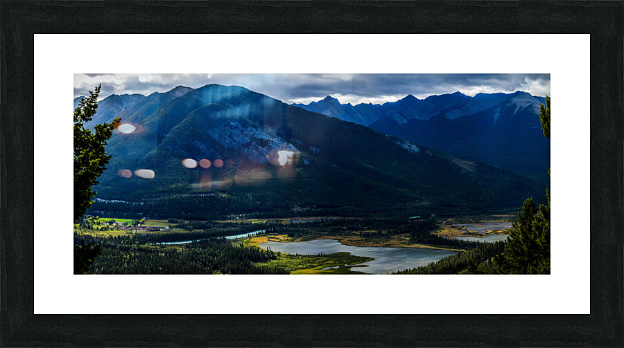 Summit Serenity: The Majestic View from Mount Norquay Lookout over Vermilion Lakes Picture Frame print