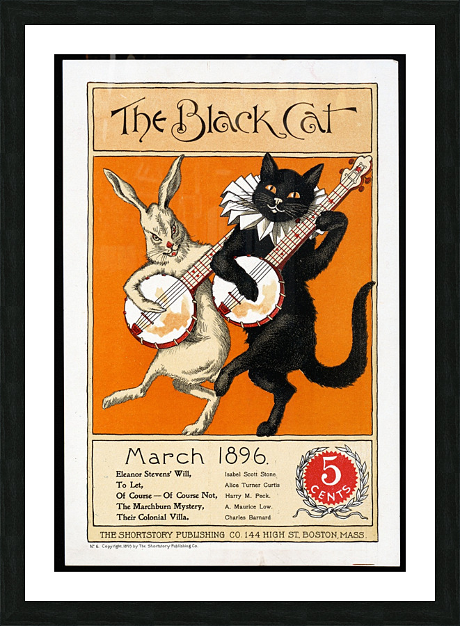 The Black cat and the white rabbit vintage poster by