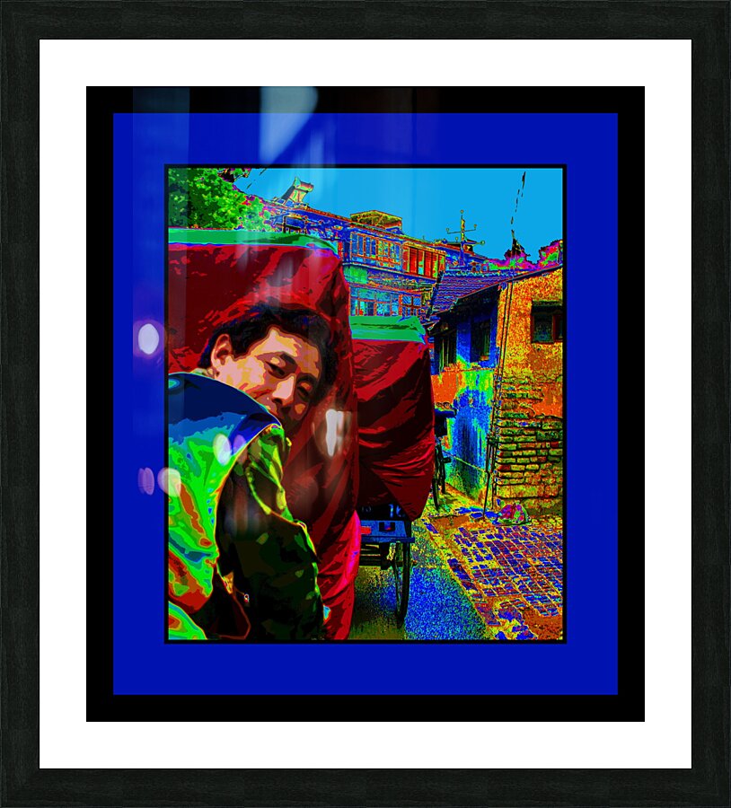 OUR RICKSHAW GUIDE WHILE TOURING A HUTONG AREA IN BEIJING Picture Frame print