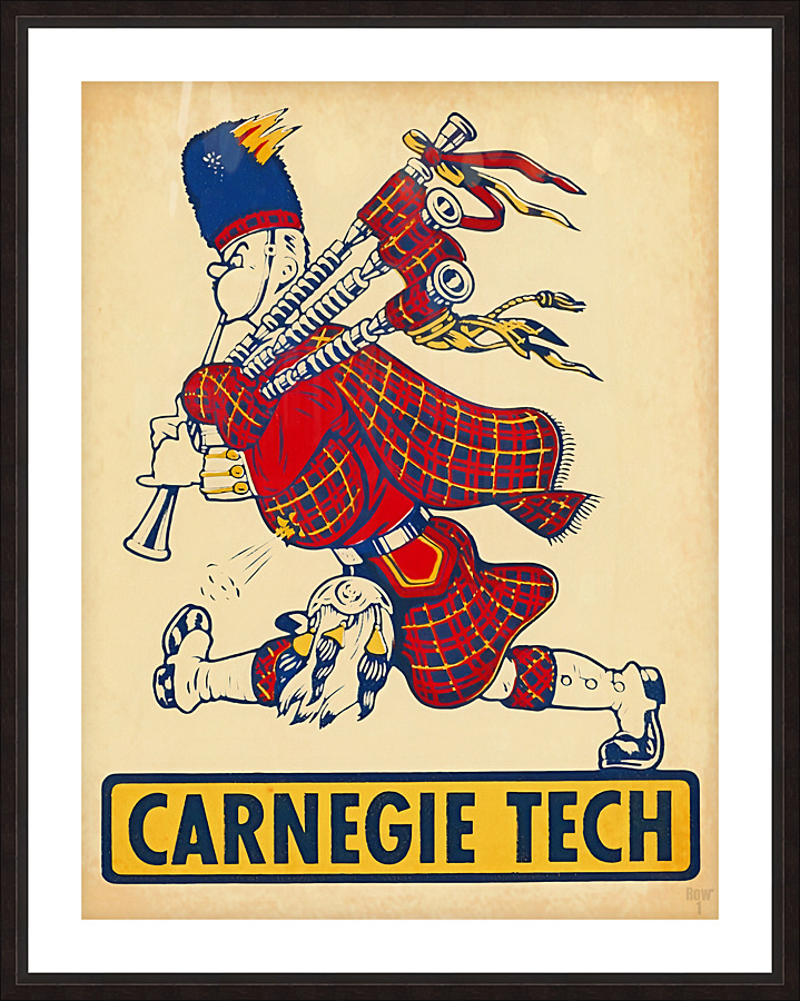 vintage carnegie tech cartoon art  Picture Frame print