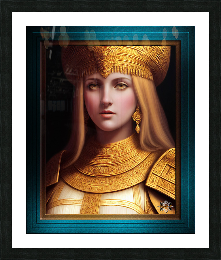 The Golden Elegant Queen Of Sandoria Sci-Fi Fantasy AI Concept Art by Xzendor7 Picture Frame print
