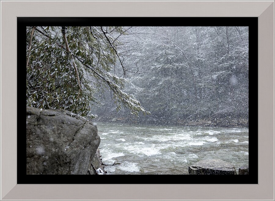 Snowy Day on The Yough  Framed Print Print