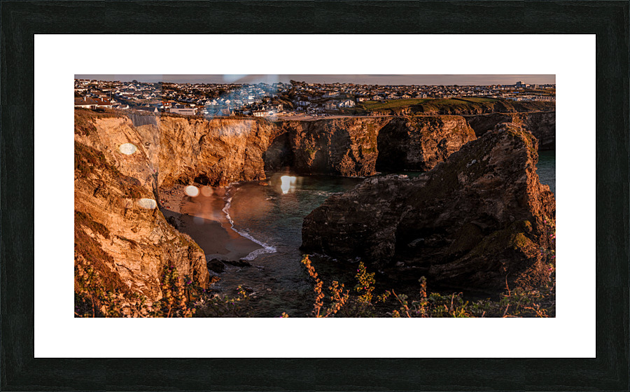Golden Hour Serenity: A Tranquil Evening at a secret Newquay Beach Picture Frame print