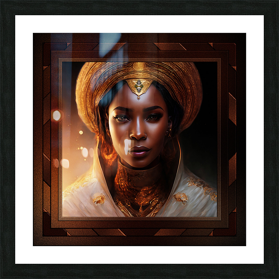 The Nubian Queen Of Synthirobi Mystical Elegance AI Concept Art by Xzendor7 Picture Frame print