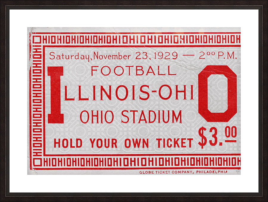 1929 Ohio State Ticket Stub Remix Picture Frame print