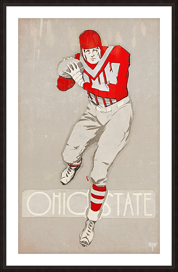 Vintage Ohio State Buckeyes Football Player Art Picture Frame print