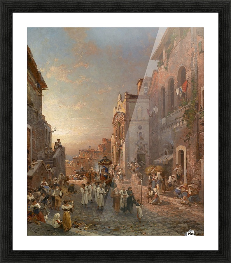 People in the market streets Picture Frame print