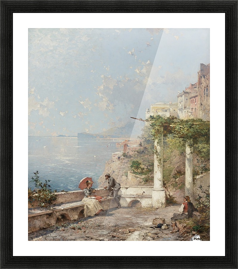 Two lovers by the sea Picture Frame print