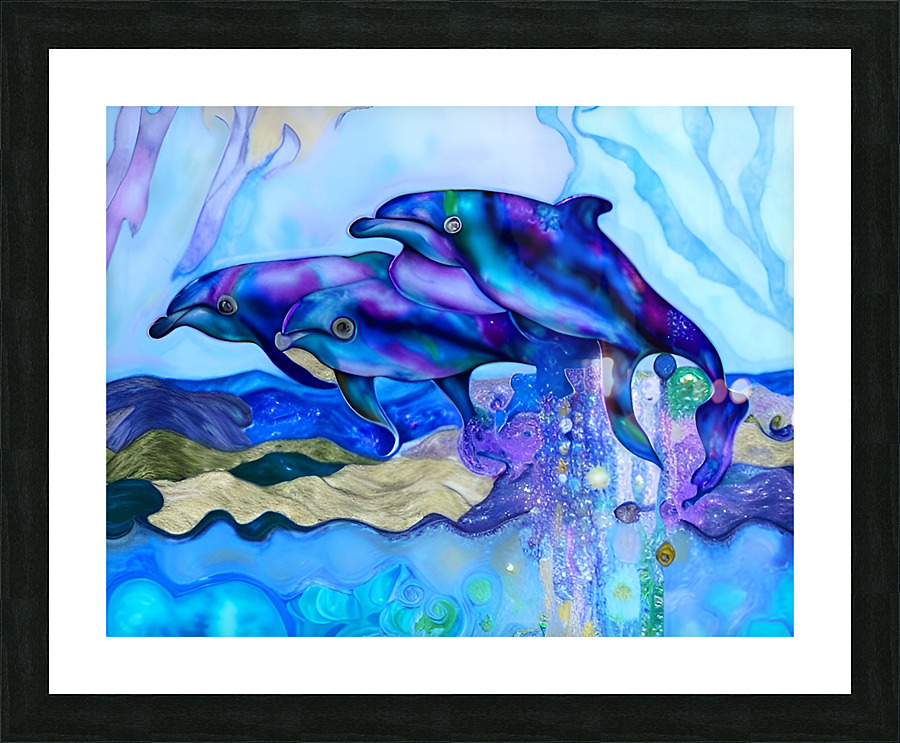 Magical Dancing Dolphins Picture Frame print