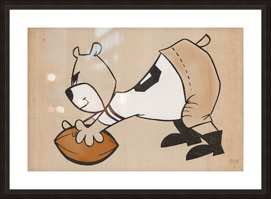 Retro Sixties Cartoon Bear Football Art Picture Frame print