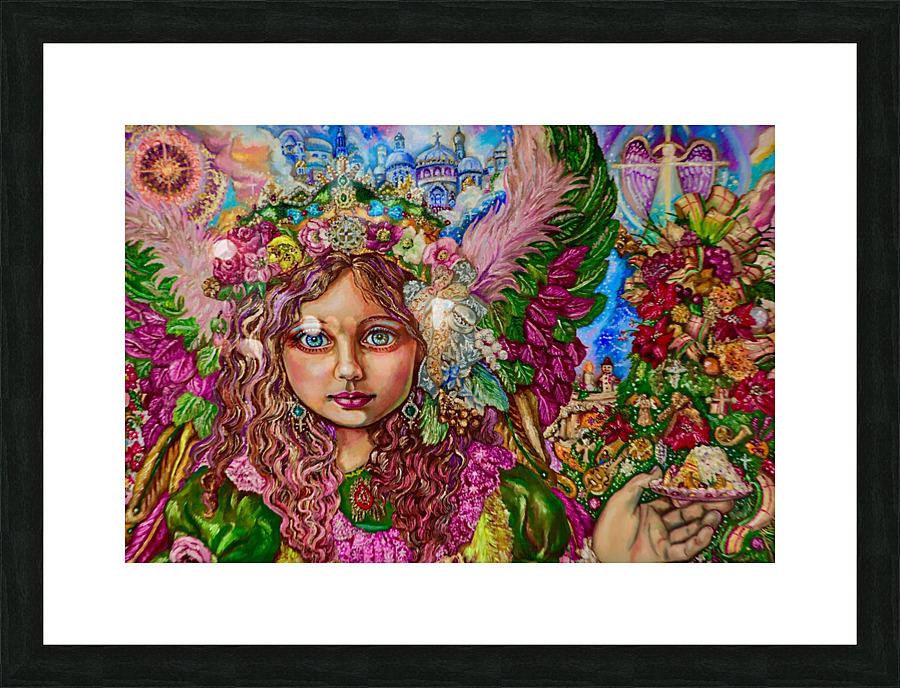 Yumi Sugai. An angel at Christmas dinner. Picture Frame print