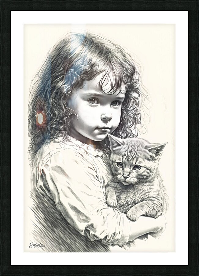 Girl with Kitten Picture Frame print