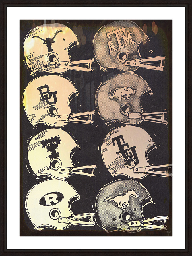 1971 Southwest Conference Football Helmet Art Picture Frame print