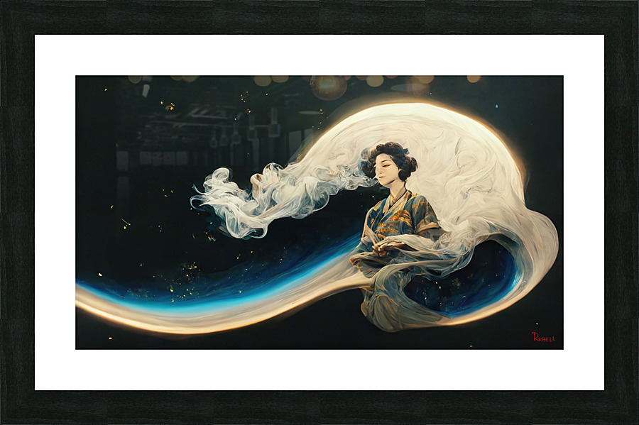 Smoking Geisha Picture Frame print