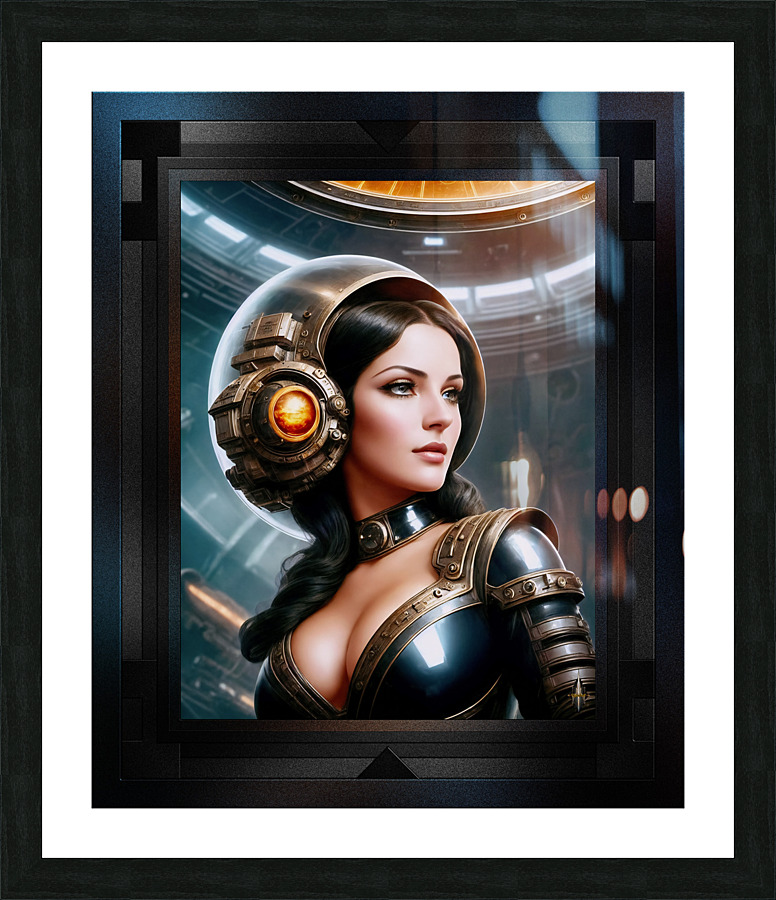 The Navigator Retro Girl Portrait Of The Arkasan Space Age Alluring And Beautiful AI Concept Art by Xzendor7  Impression encadrée