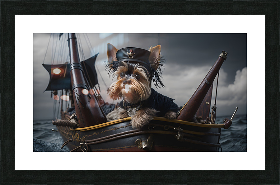 Yorkie on a pirate ship  Framed Print Print