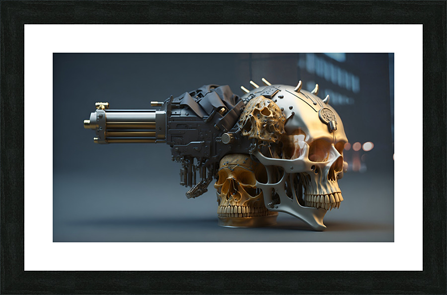 Steampunk Skull Gun 3-3  Framed Print Print