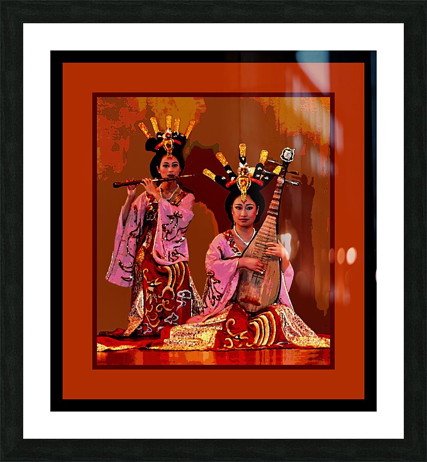 TWO TRADITIONAL CHINESE MUSICIANS  Picture Frame print