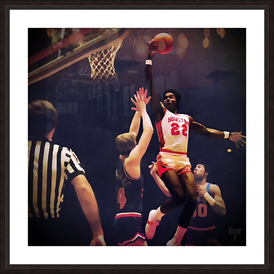 Clyde Drexler Houston Basketball Watercolor Picture Frame print