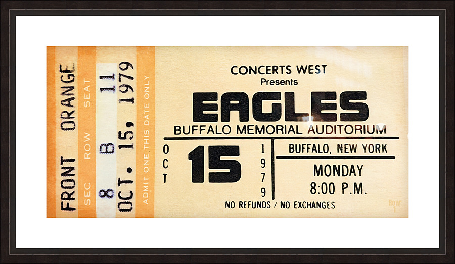 1979 Eagles Concert Ticket Stub Art Picture Frame print