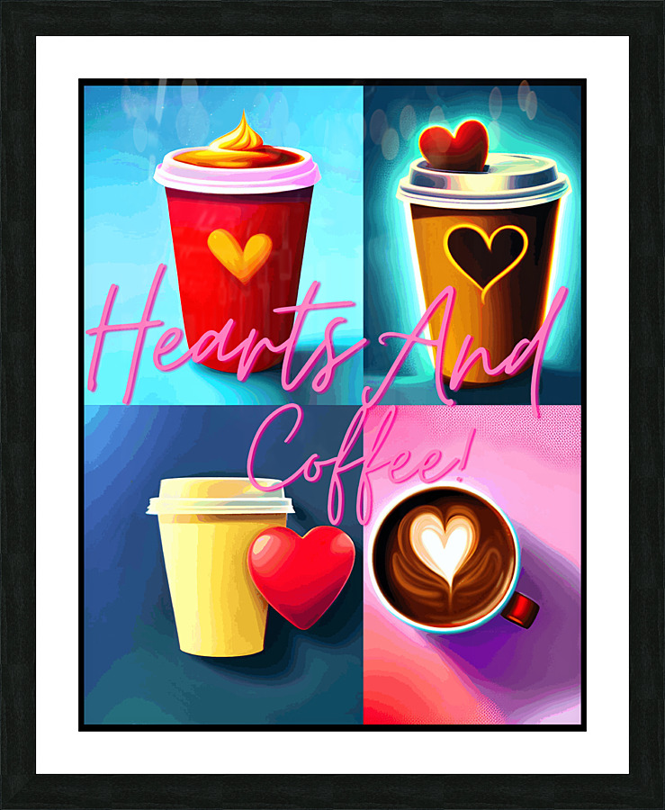 hearts and coffee Picture Frame print