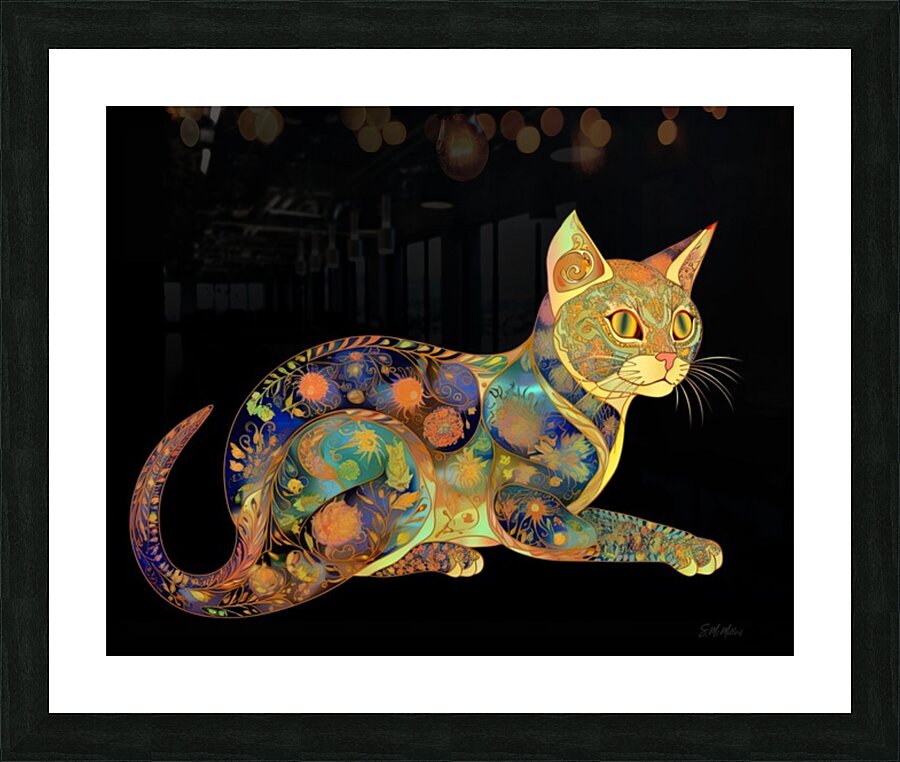 Psychedelic Cat  Picture Frame print