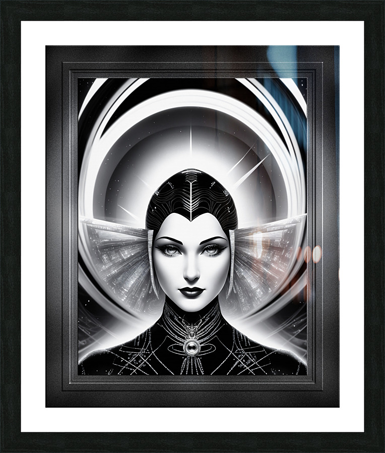 Art Deco Portrait Of Queen Demetra An Alluring AI Concept Art Illustration by Xzendor7 Impression et Cadre photo
