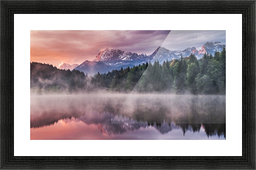 Sunrise at a Lake with Alps in the Background Picture Frame print