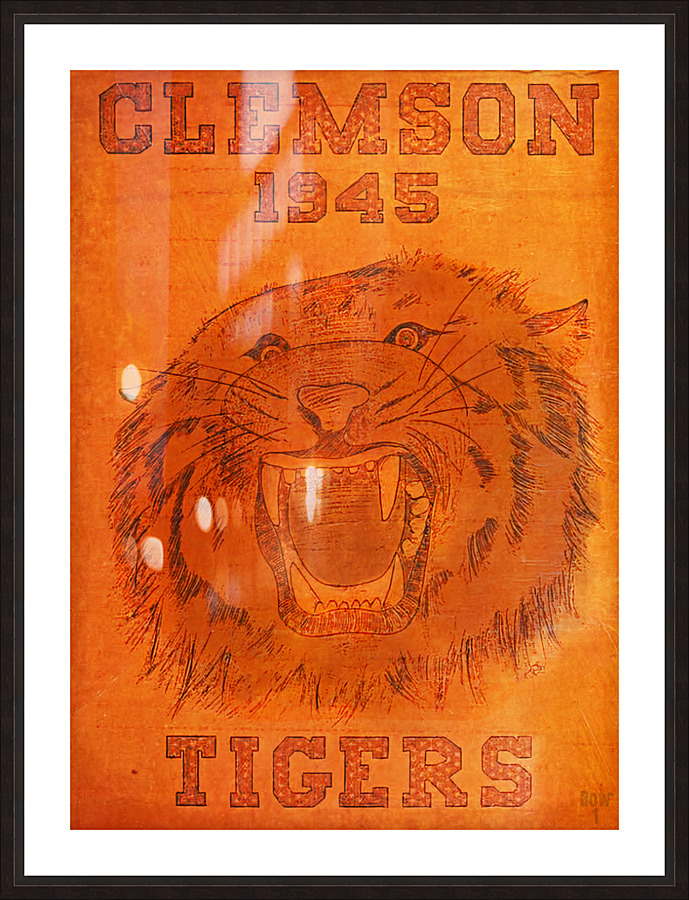 1945 Clemson Tiger Art Picture Frame print