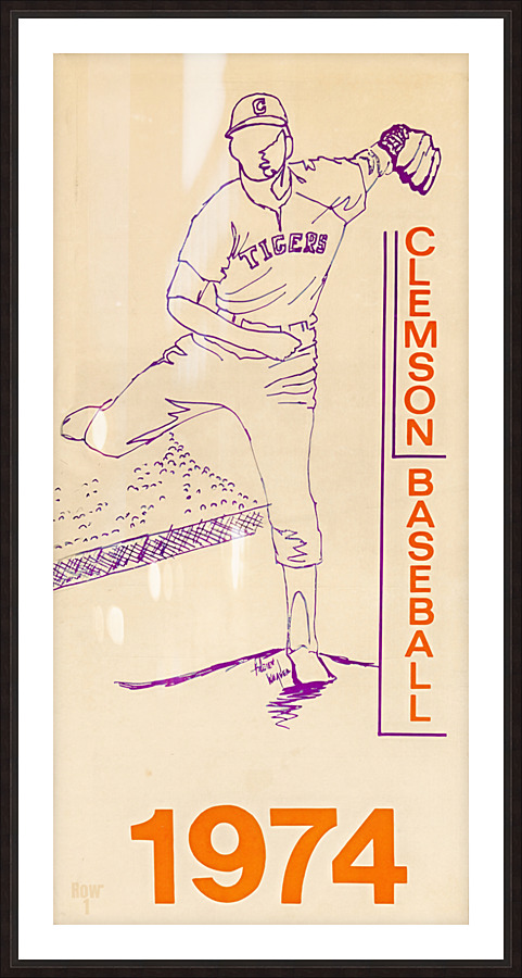 1974 Clemson Baseball Art Picture Frame print